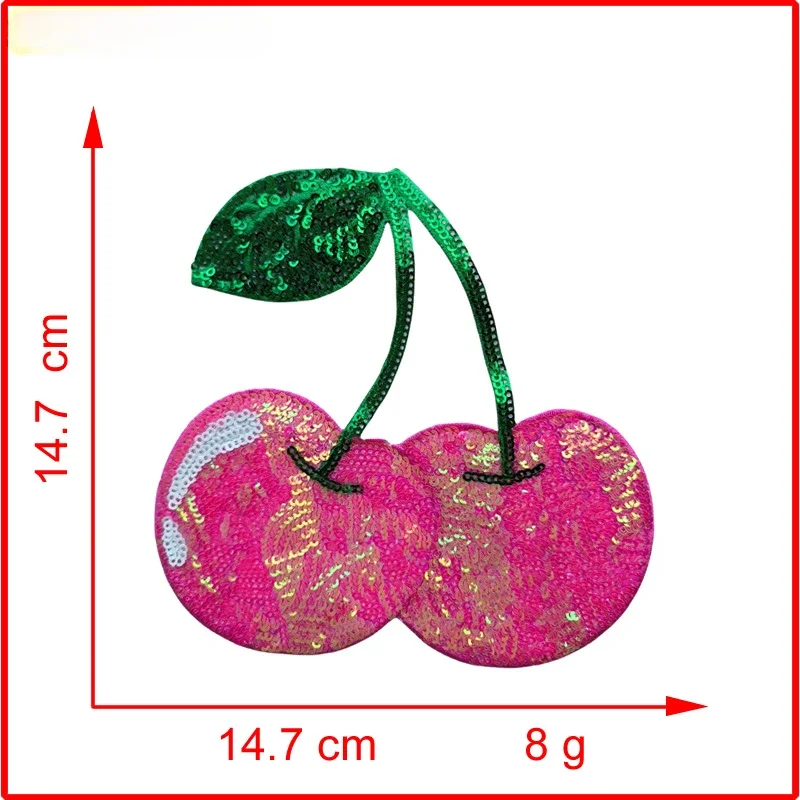 Large Size Cherry Red Sequins Ironing Patch Bow Patch Embroidered Sewing Sticker Sequined Fruit Badge for T-Shirt Clothes - Image 5